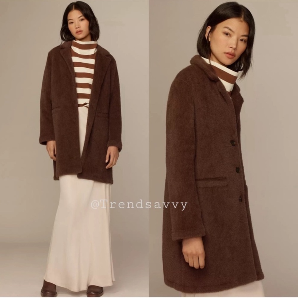 Anthropologie Sanctuary Hometown Brown Fuzzy Teddy Longline Coat Button Front XL